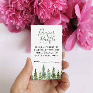Watercolor Pine Forest Diaper Raffle Enclosure Card