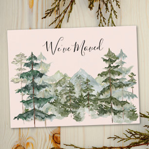 Watercolor Pine Forest Mountain Rustic We Moved Postcard