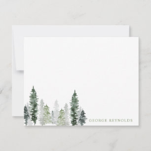 Watercolor Pine Forest Note Card