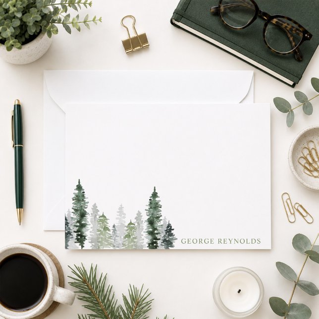  Watercolor Pine Forest Note Card (Creator Uploaded)