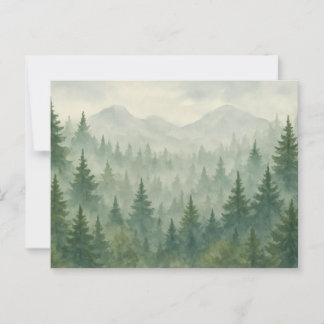 Watercolor Pine Forest Postcard – Green Mountain