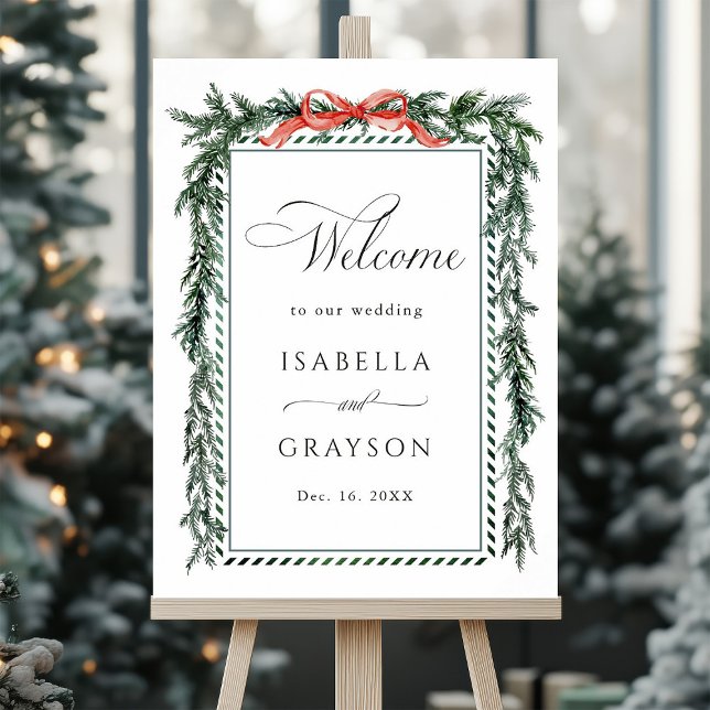 Watercolor Pine Garland Wedding Welcome Foam Board (Creator Uploaded)