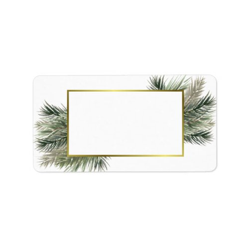 Watercolor Pine Gold Frame Blank DIY Print Address Label