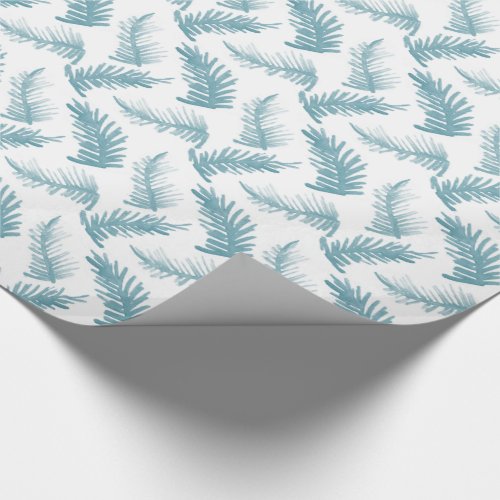Watercolor pine gray blue leaves pattern wrapping paper