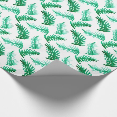 Watercolor pine green leaves pattern wrapping paper
