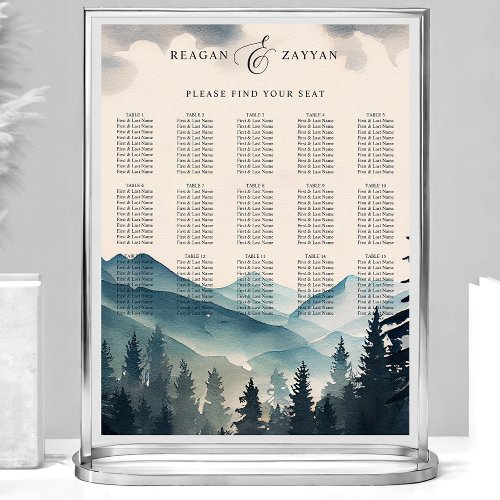 Watercolor Pine Mountain Wedding Seating Chart