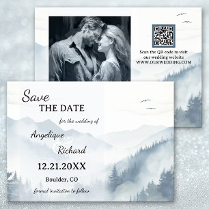 Watercolor Pine Mountain Winter Save the Date Card