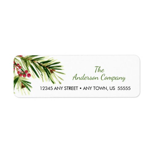 Watercolor Pine Needles Christmas Holiday Label