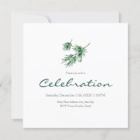 Watercolor Pine Needles Invitation