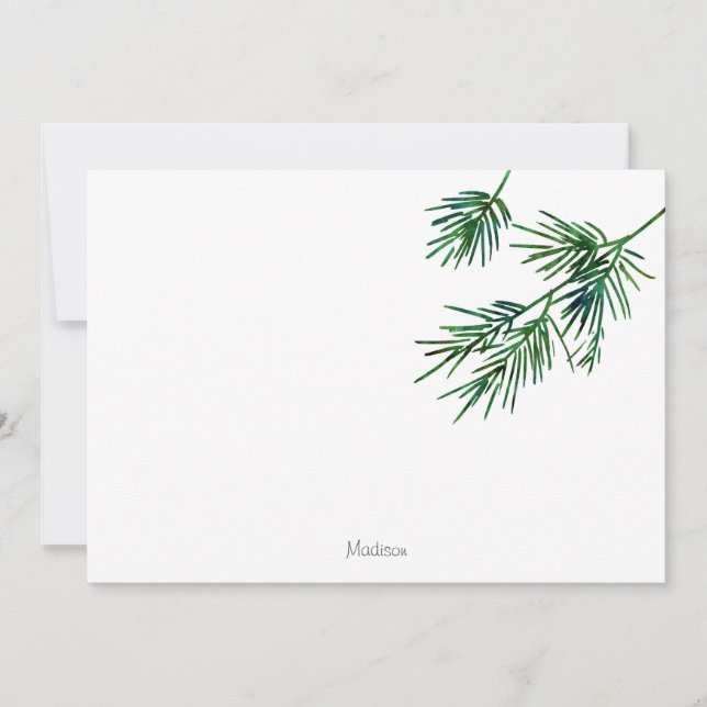 Watercolor Pine Needles Note Card (Front)