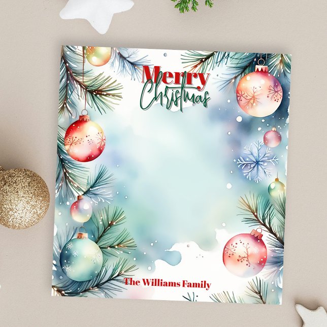 Watercolor Pine Ornament Family Christmas Notepad (Creator Uploaded)