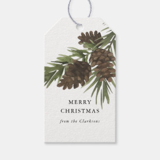 Watercolor Pine Sprigs, Christmas Gift Tag