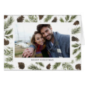 Watercolor Pine Sprigs, Photo Greeting Card (Front Horizontal)