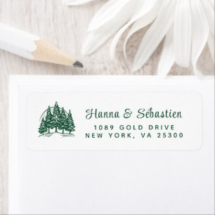 Watercolor Pine Tree Chic Christmas  Label