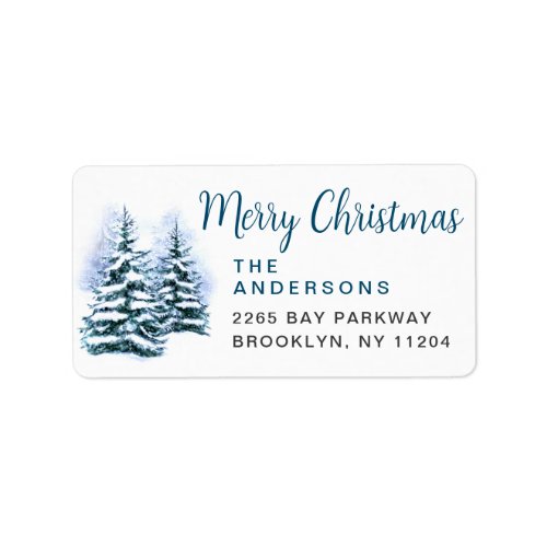 Watercolor Pine Tree Chic Christmas Return Address Label