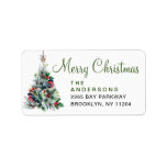 Watercolor Pine Tree Chic Christmas Return Address Label<br><div class="desc">Watercolor Pine Tree Chic Christmas Return Address label.
Personalize your holiday  return address label with  this red watercolor holly berries wreath and your photo.</div>