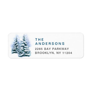 Watercolor Pine Tree Chic Christmas Return Address Label