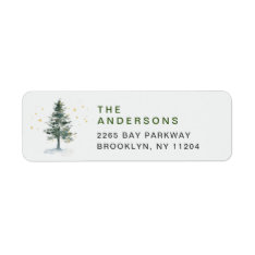 Watercolor Pine Tree Chic Christmas Return Address Label at Zazzle