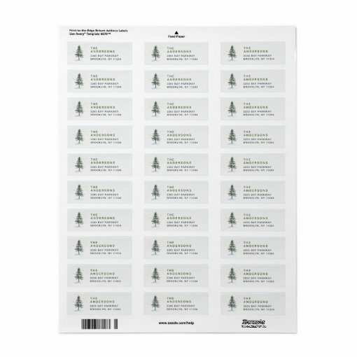 Watercolor Pine Tree Chic Christmas Return Address Label | Zazzle