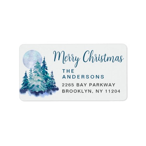 Watercolor Pine Tree Chic Christmas Return Address Label