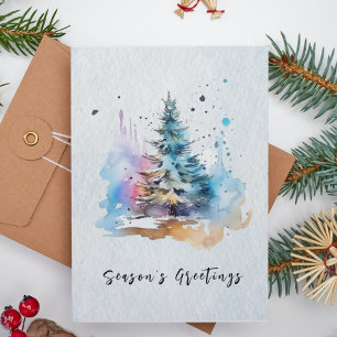 Watercolor Pine Tree Christmas Card – Custom