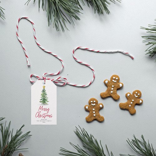 Watercolor Pine Tree Christmas Holiday Gift Tags