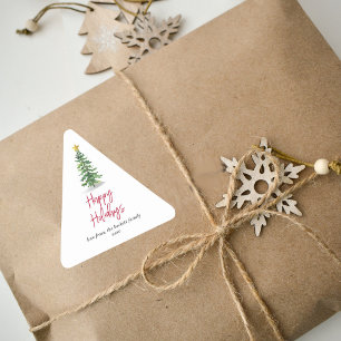 Watercolor Pine Tree Christmas Holiday Triangle Sticker