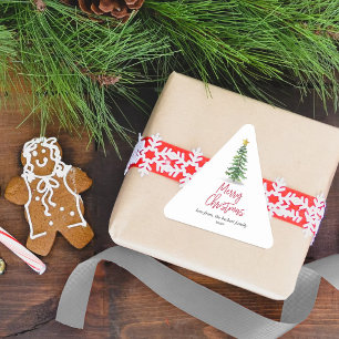 Watercolor Pine Tree Christmas Holiday Triangle Sticker