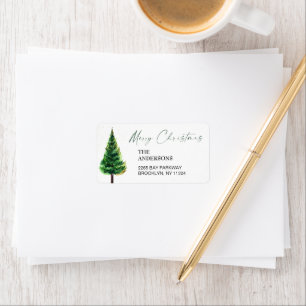 Watercolor Pine Tree Christmas Return Address Label