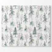 Watercolor Pine Tree Christmas Wrapping Paper (Flat)