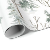Watercolor Pine Tree Christmas Wrapping Paper (Roll Corner)