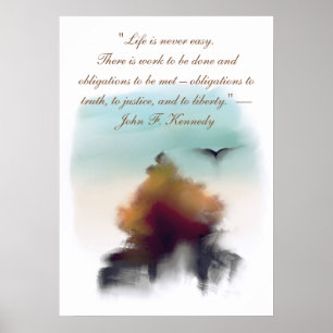 Watercolor Pine Tree Flying Eagle Landscape Poster