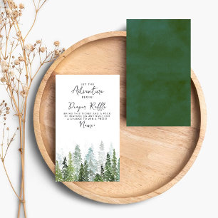 Watercolor Pine Tree Forest Baby Shower Enclosure Card