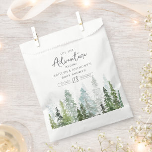 Watercolor Pine Tree Forest Baby Shower Favor Bag