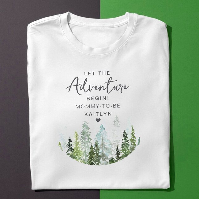 Watercolor Pine Tree Forest Baby Shower T-Shirt (Creator Uploaded)