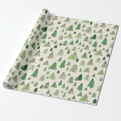 Watercolor Pine Tree Forest Gift Wrap