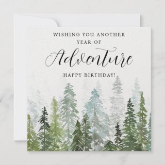 Watercolor Pine Tree Forest Happy Birthday Card | Zazzle