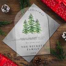 Watercolor Pine Tree Forest Holiday Card