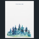 Watercolor Pine Tree Forest Monogram Letterhead<br><div class="desc">Note from artist Mary Kunz Goldman: I painted these pine trees by hand, in watercolor, the old-fashioned way. They can lend a green, great-outdoors feel to your day! This letterhead would be lovely for anyone who respects the earth and the environment or who loves the great outdoors and the beauty...</div>