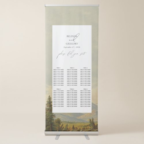 Watercolor Pine Tree Forest Mountain Seating Chart Retractable Banner