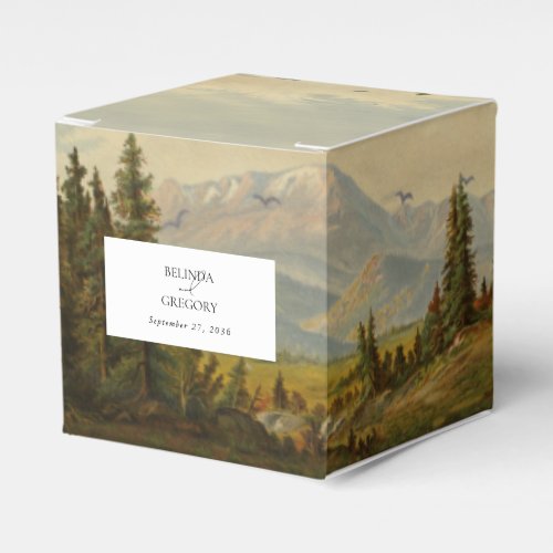 Watercolor Pine Tree Forest Mountains Wedding Favor Boxes