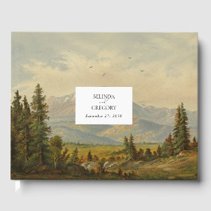 Watercolor Pine Tree Forest Mountains Wedding Guest Book