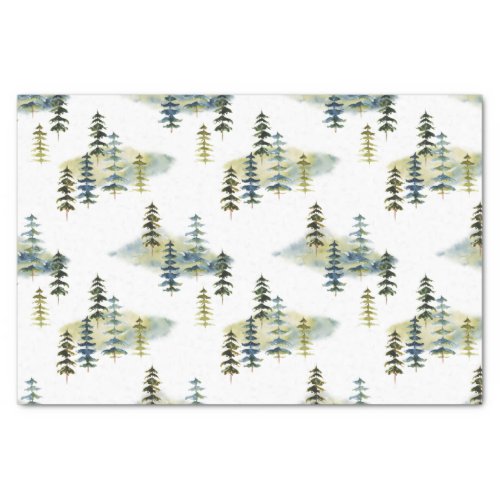 Watercolor Pine Tree Forest Tissue Paper