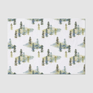 Watercolor Pine Tree Forest Tissue Paper