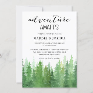 Watercolor Pine Tree Forest Wedding Collection Invitation