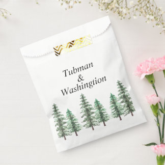 Watercolor Pine Tree Forest wedding Favor Bag