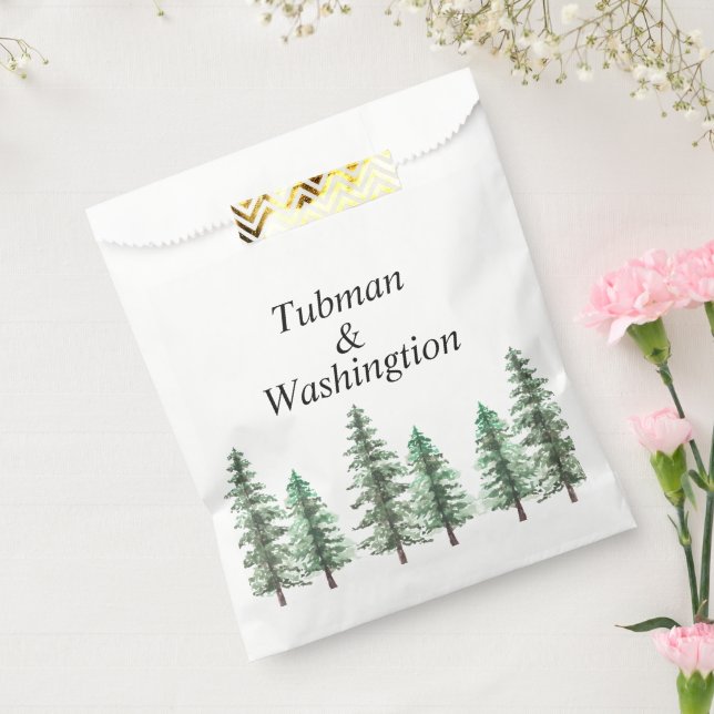 Watercolor Pine Tree Forest wedding Favor Bag (Sealed)