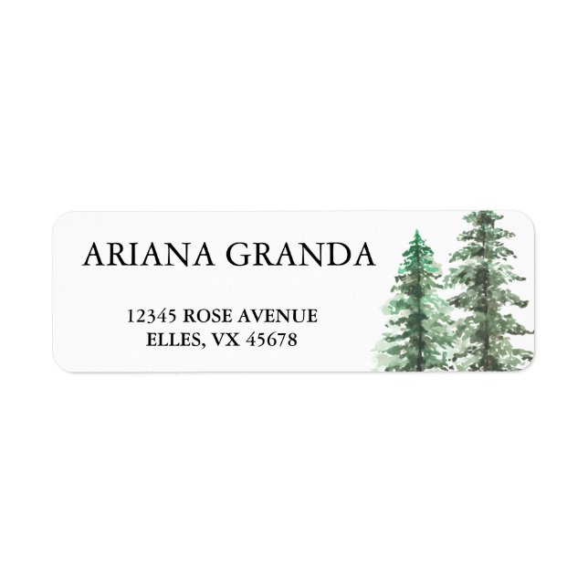 Watercolor Pine Tree Forest wedding Label (Front)