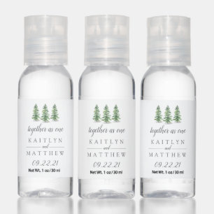 Watercolor Pine Tree Forest Wedding Save The Date Hand Sanitizer