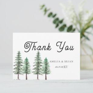 Watercolor Pine Tree Forest wedding Thank You Card
